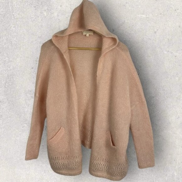 Sezane Amandine Mohair Gilet Hooded Sweater Nude Pink Size Small French Knit S - Picture 2 of 13
